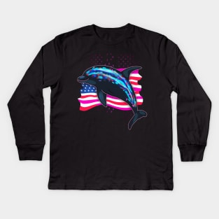 Patriotic Porpoise Kids Long Sleeve T-Shirt